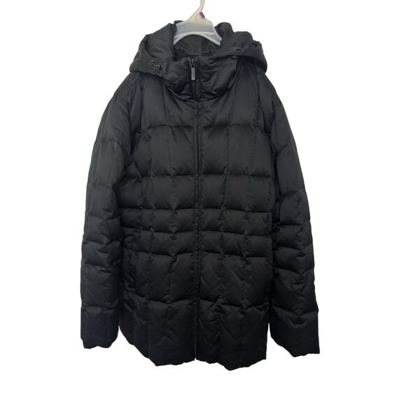 Calvin Klein Women’s Black Duck Owl Down Filled Winter Coat Size Large Faux Fur - Picture 1 of 7